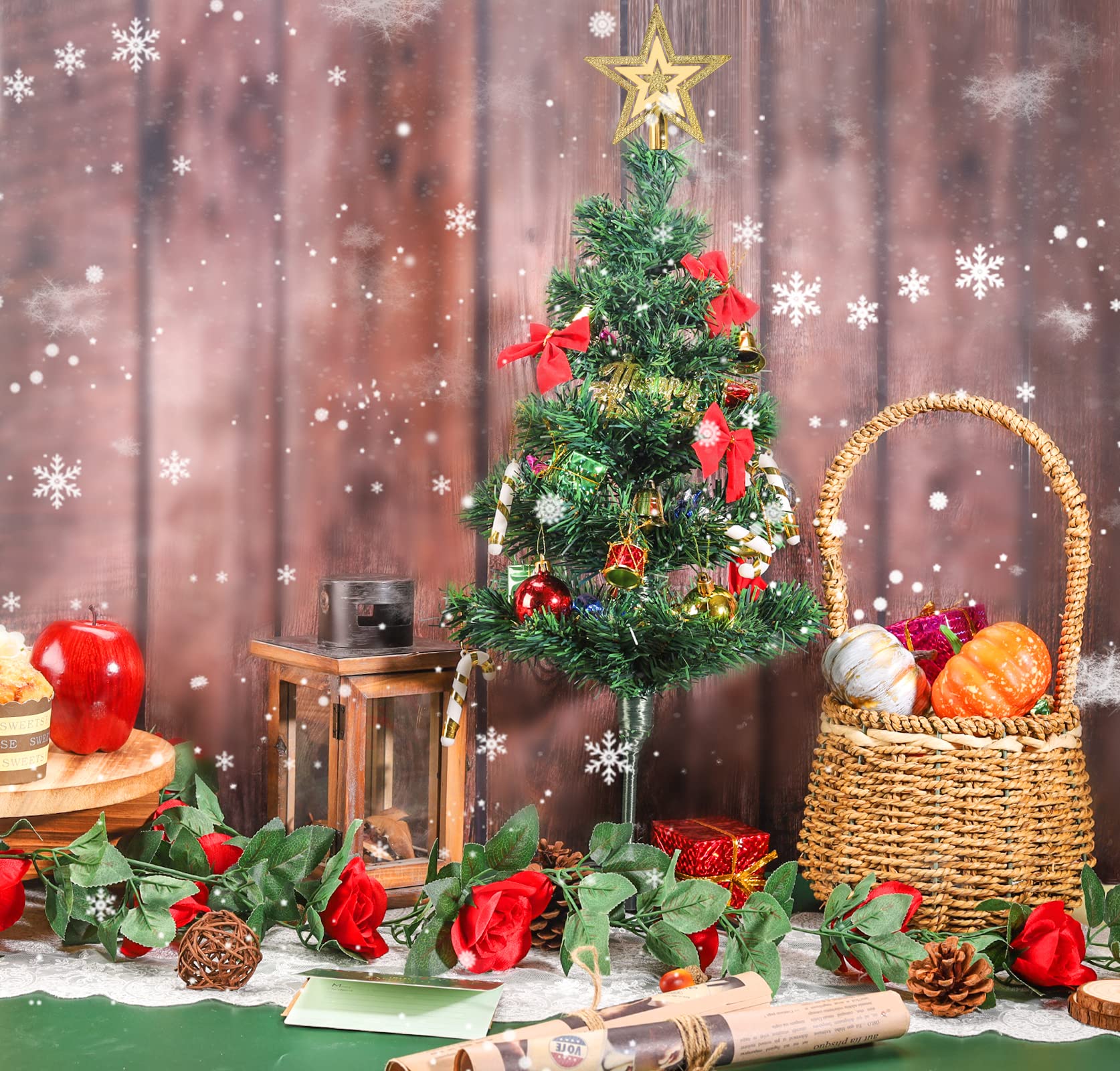 Amazon.co.jp: 27インチ 人工ミニクリスマスツリー ライト付き スター